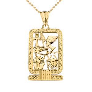 10K Solid Gold Ancient Egyptian Cartouche Pendant